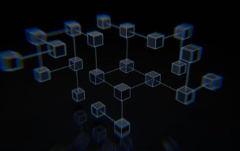 An Image of 3-D images connected by lines to represent Blockchain